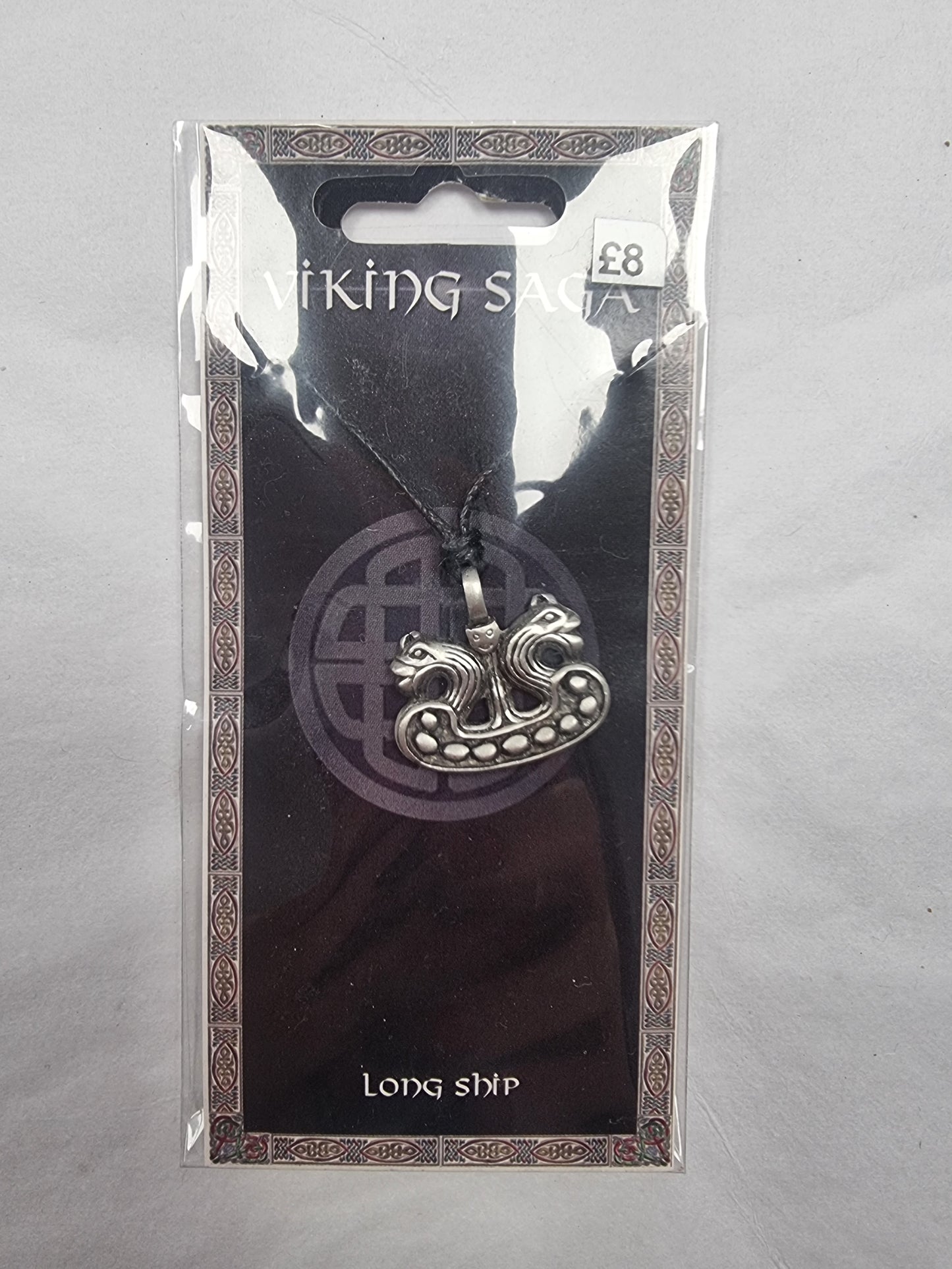 Pewter viking long ship necklace