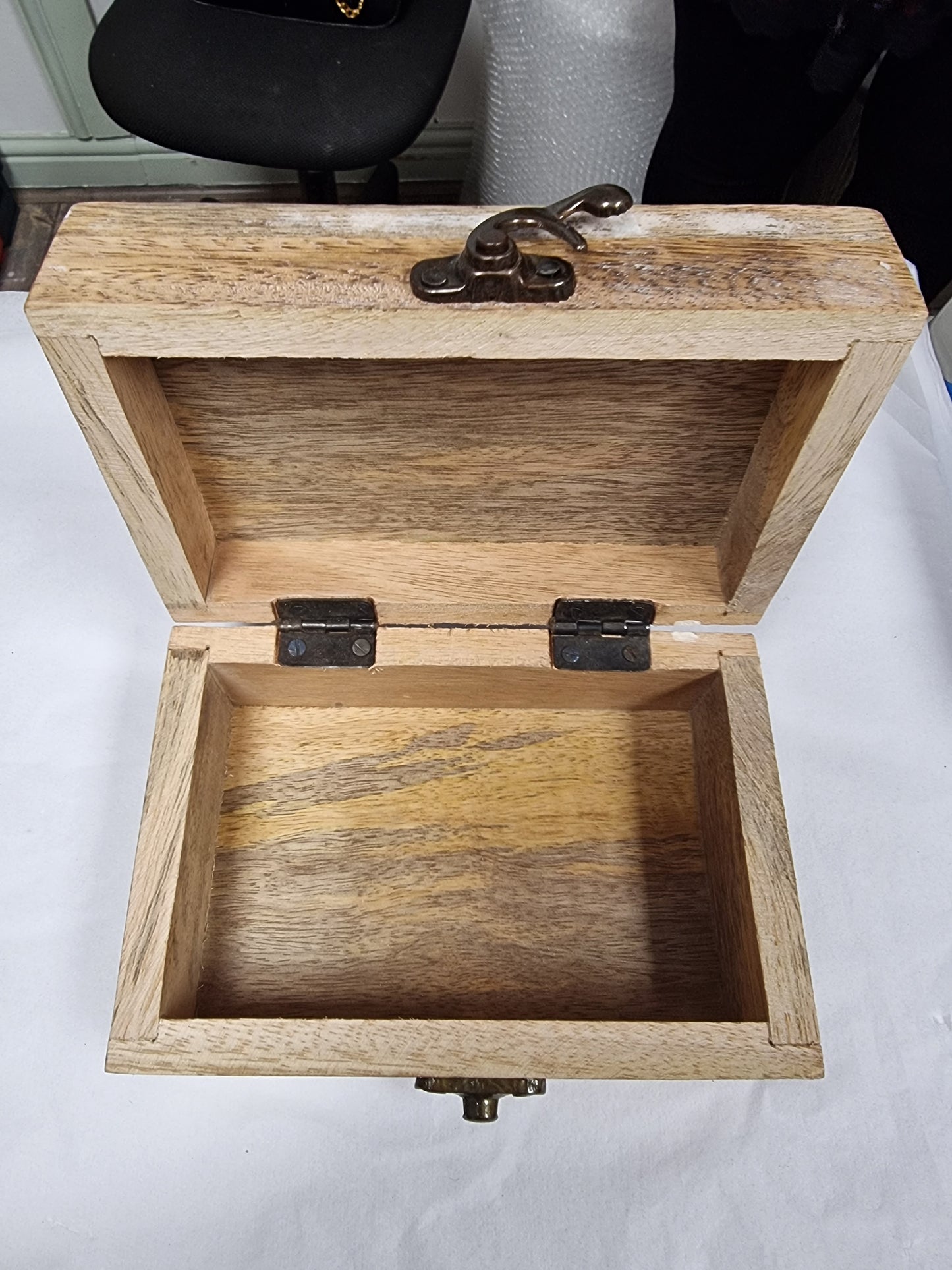 Hand carved wood box