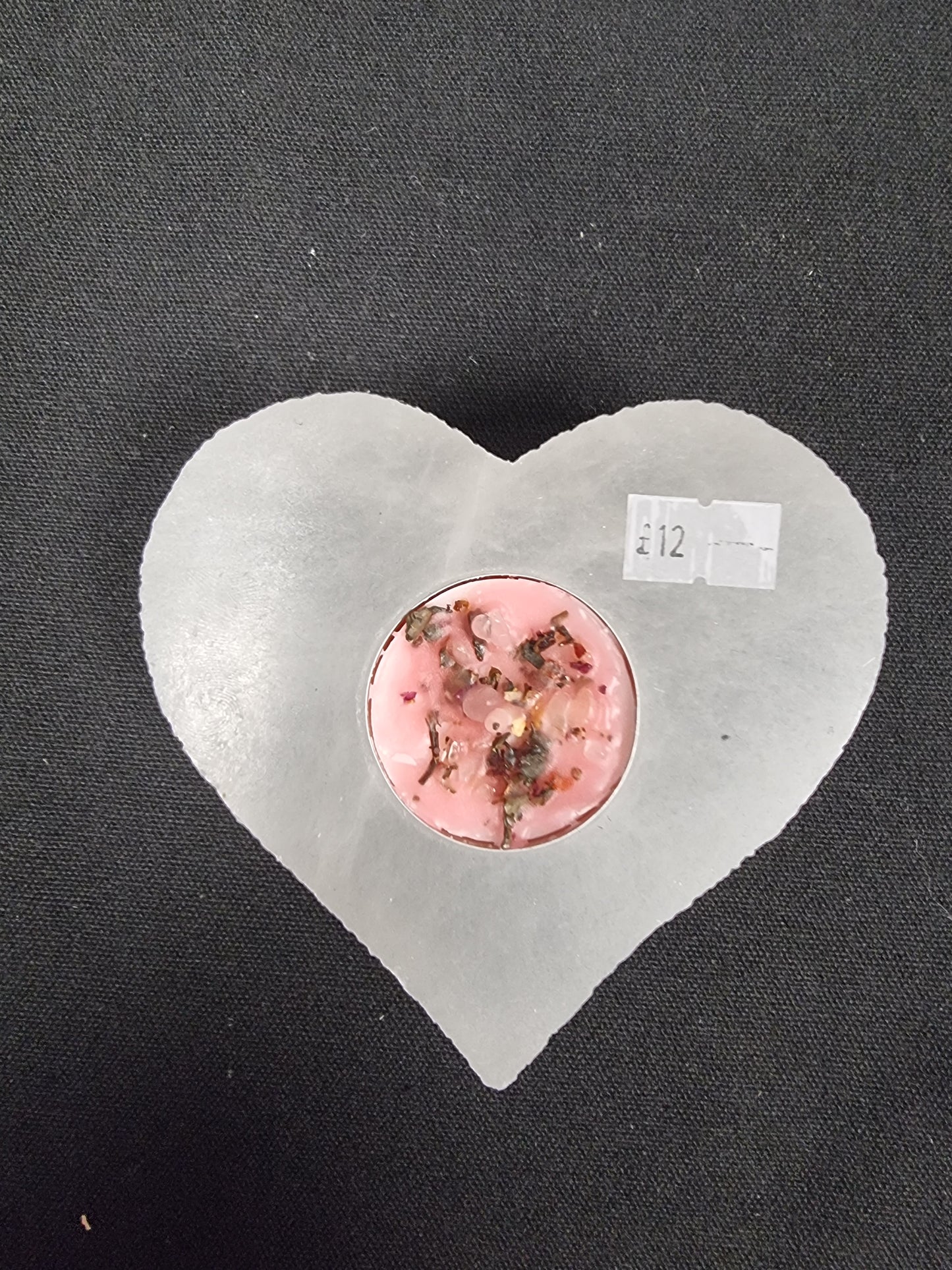 Selenite heart candle holder