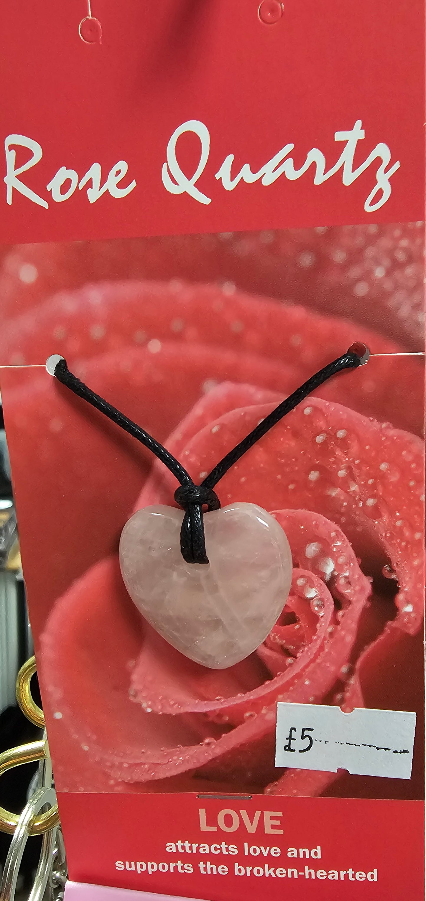 Rose Quartz pendant on black cord