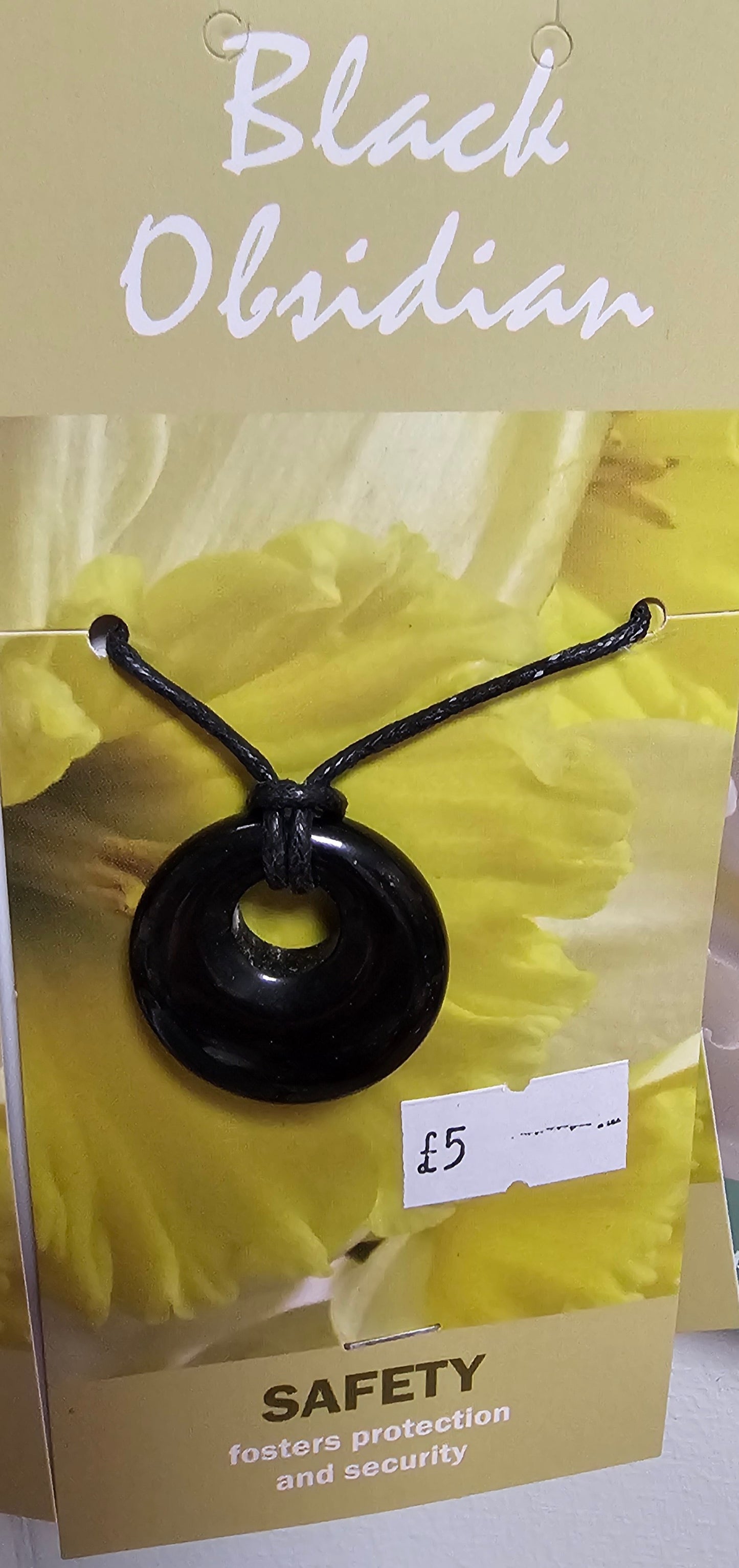 Black Obsidian pendant on black cord