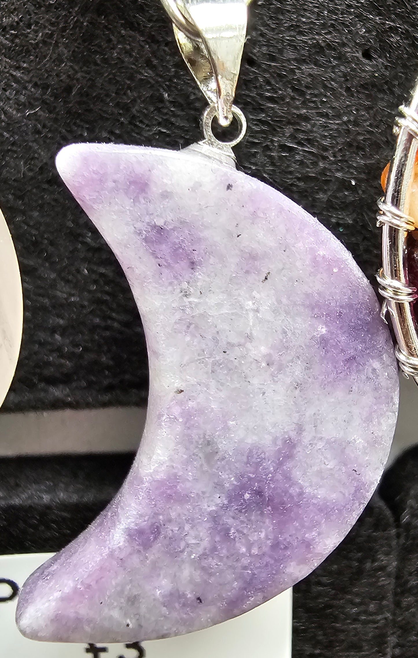 Lepidolite moon pendant