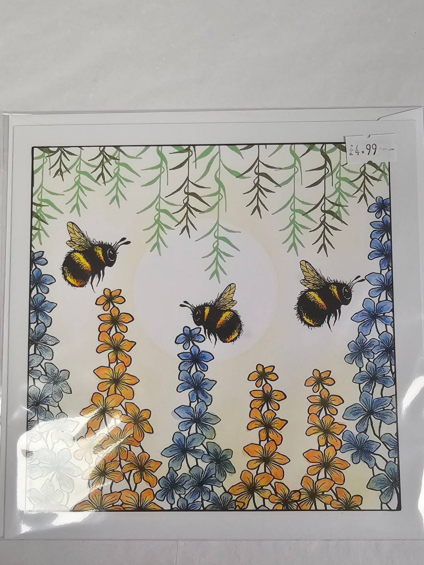 Bumblebee and Flowers greeting card