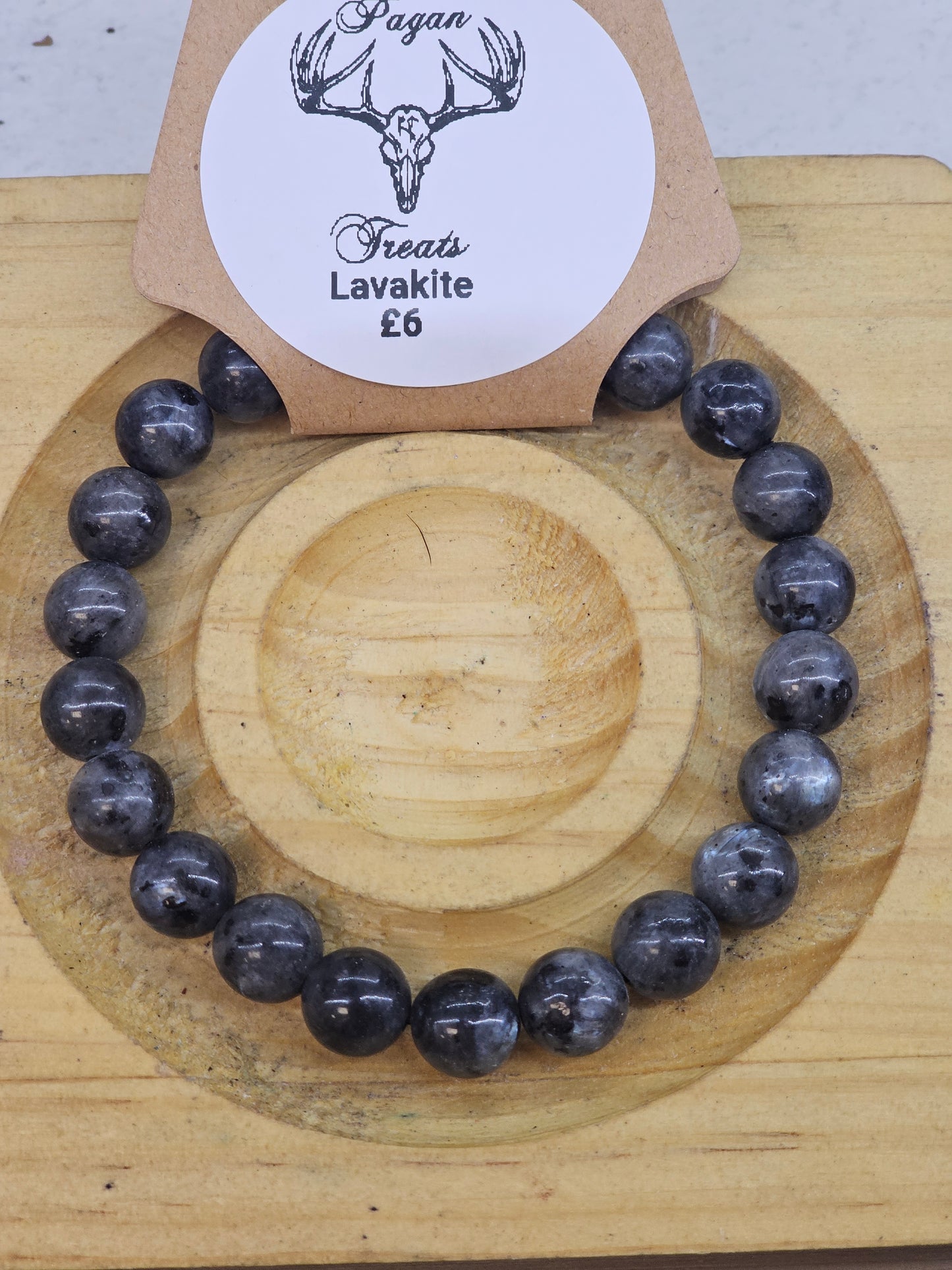 Larvakite 8mm bead bracelet