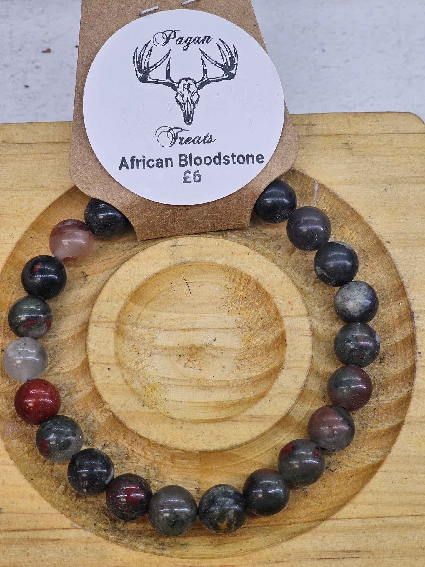 African Bloodstone 8mm bead bracelet