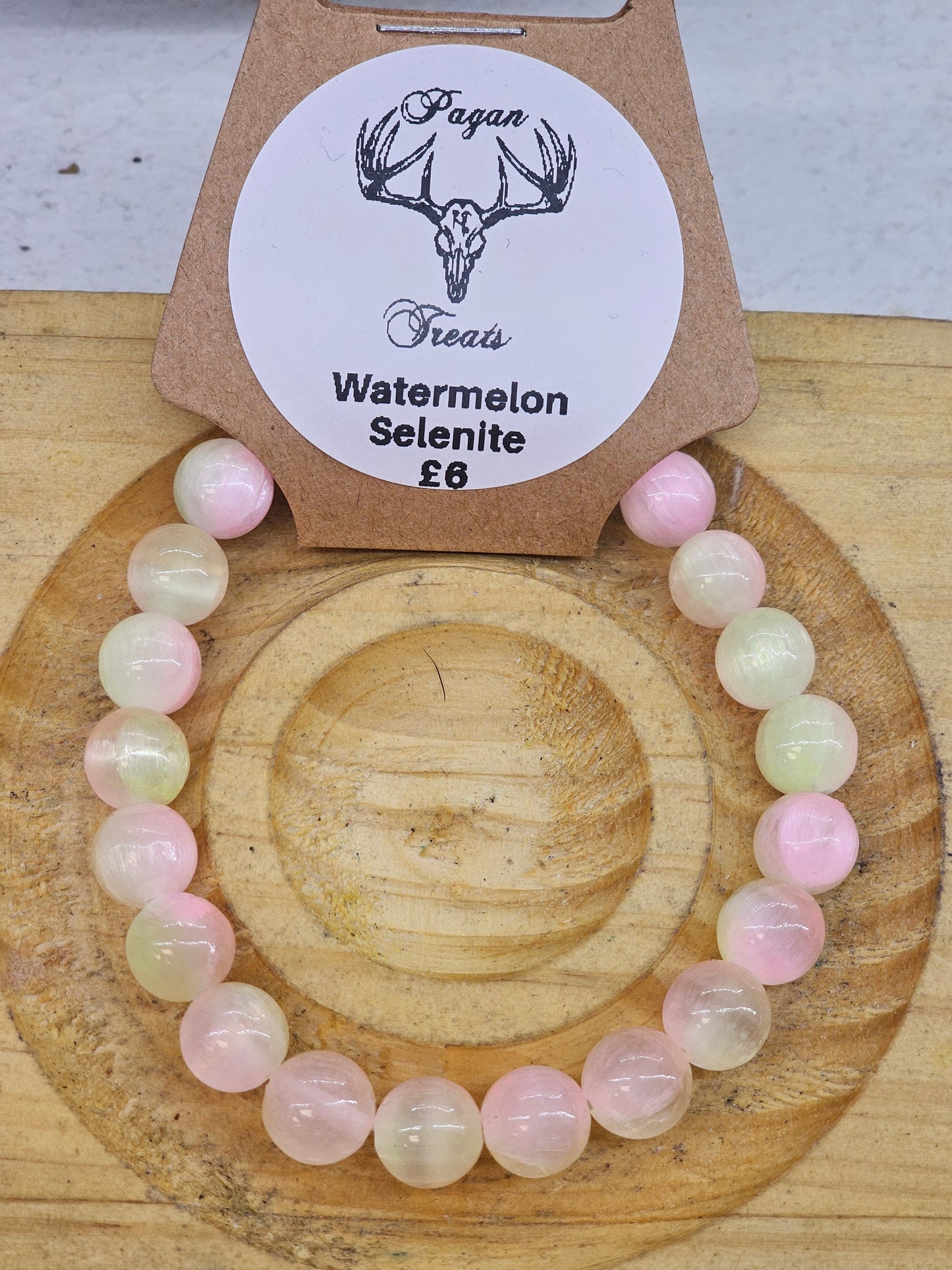 Watermelon Selenite 8mm bead bracelet