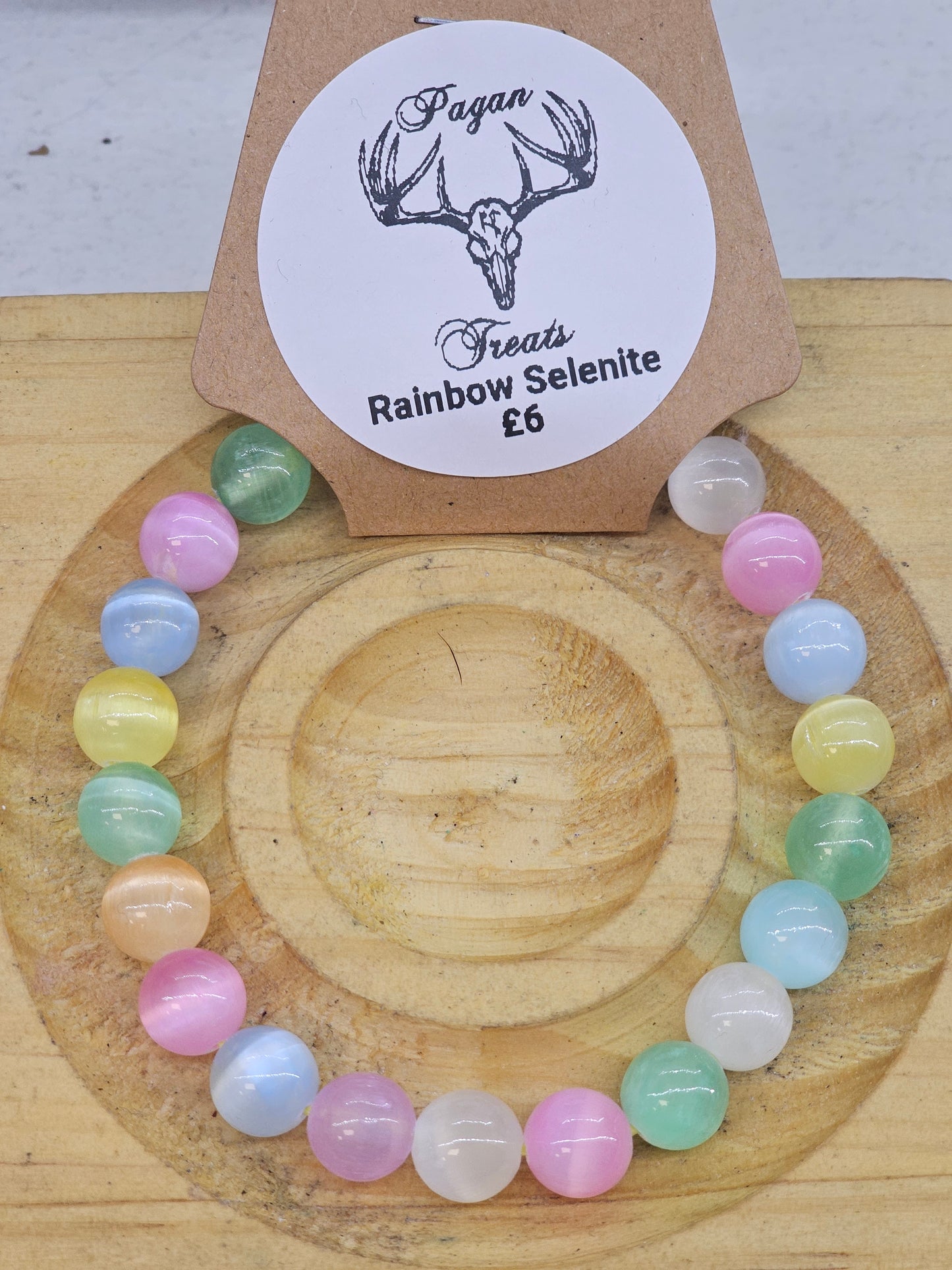 Rainbow Selenite 8mm bead bracelet