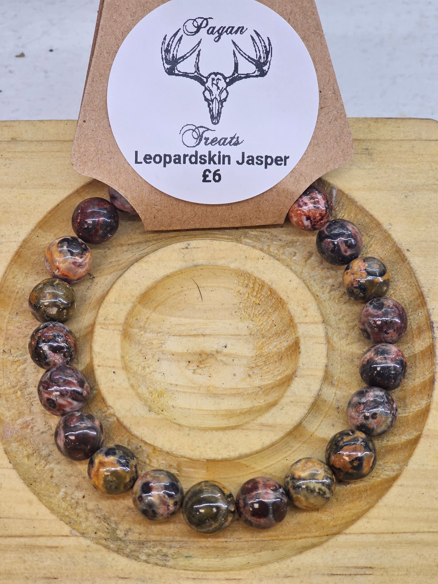 Leopardskin Jasper 8mm bead bracelet