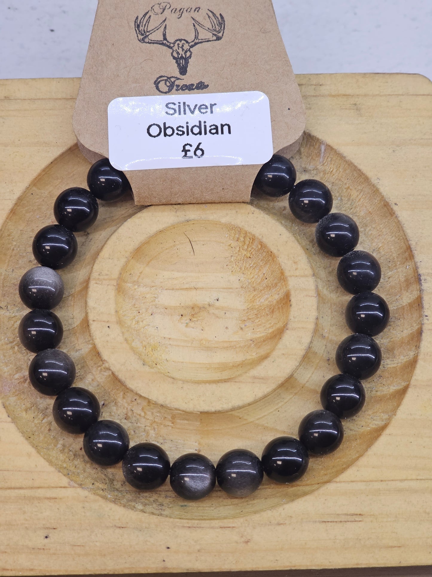 Silver Obsidian 8mm bead bracelet