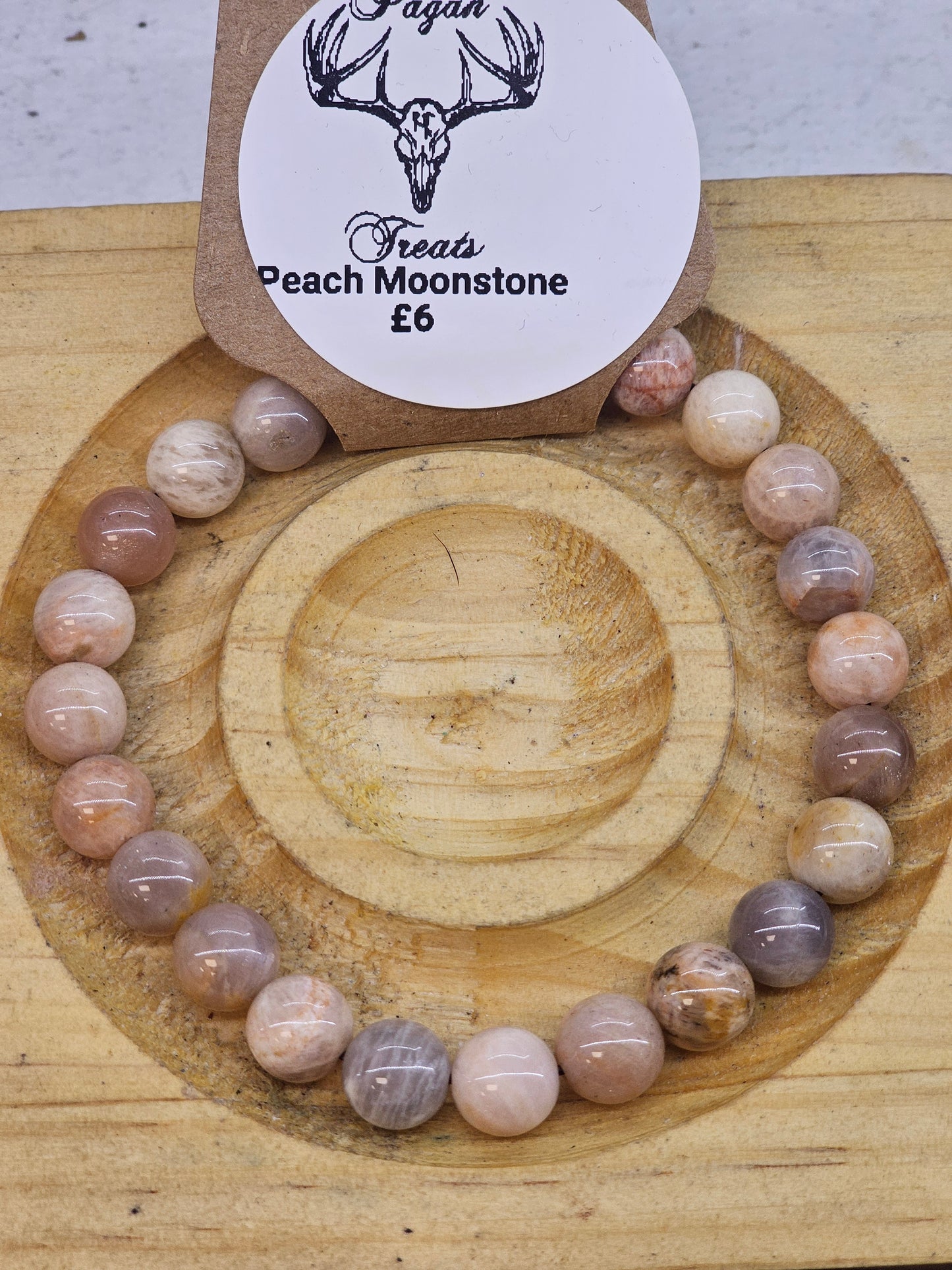 Peach Moonstone 8mm bead bracelet