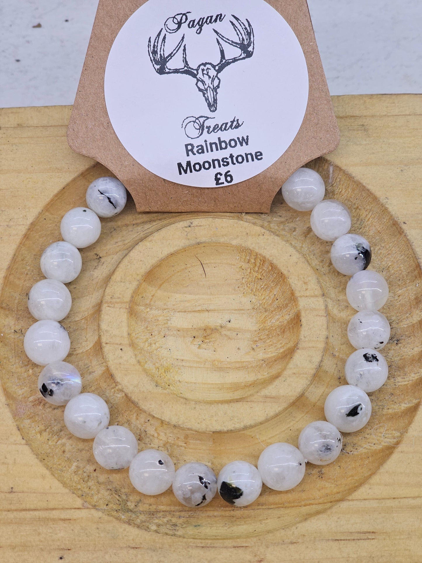 Rainbow Moonstone 8mm bead bracelet