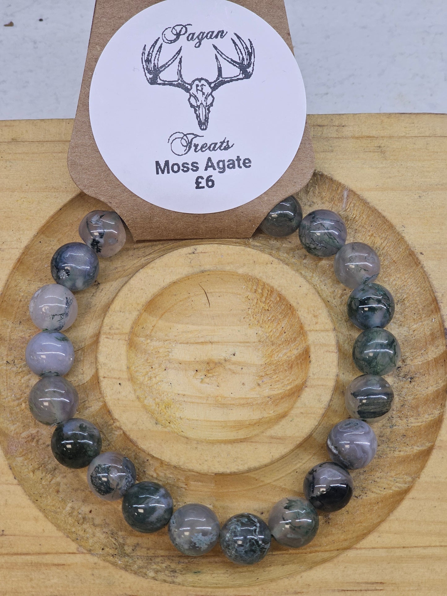 Moss Agate 8mm bead bracelet