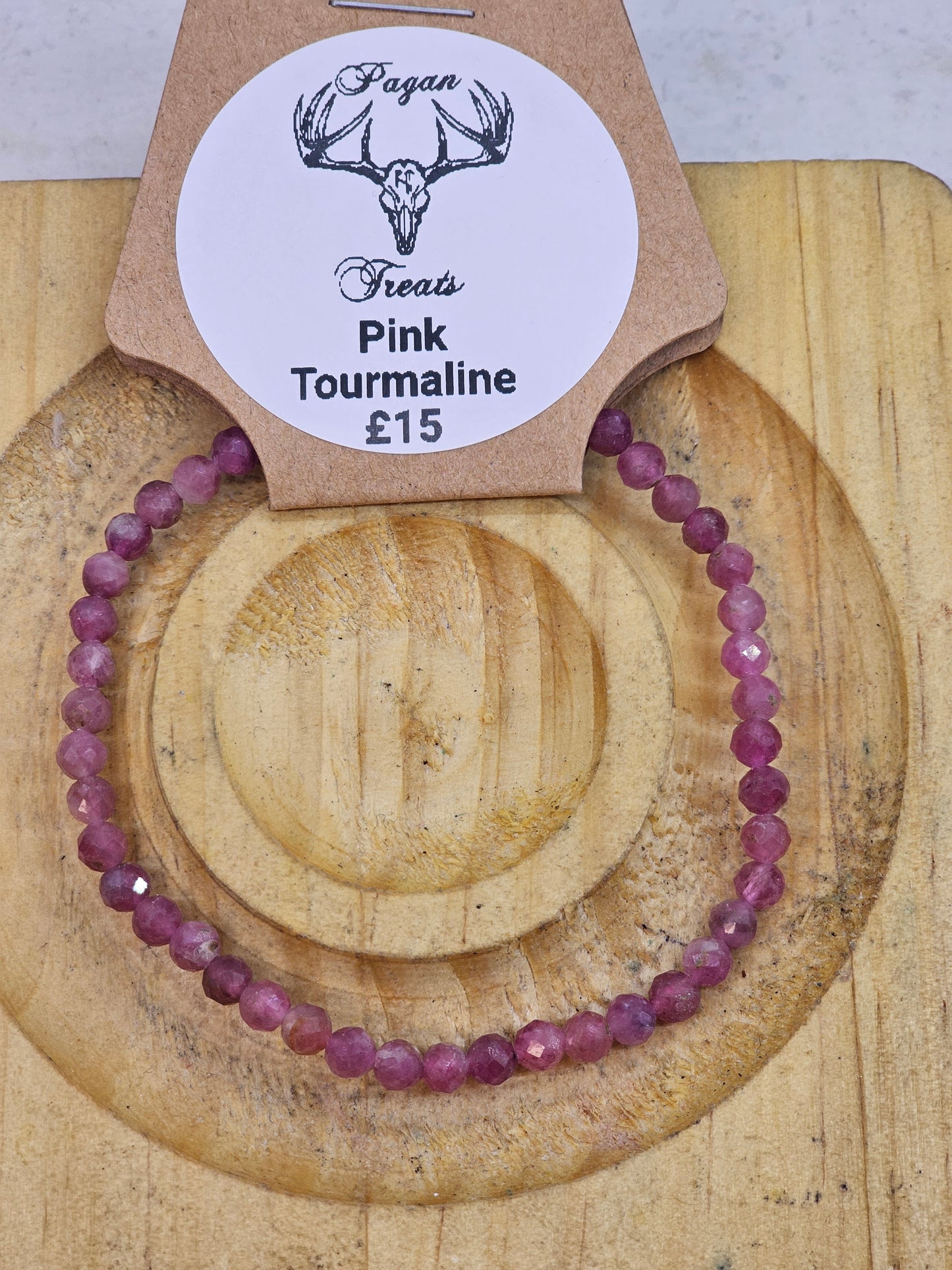 Pink Tourmaline Facetted 4mm bead bracelet
