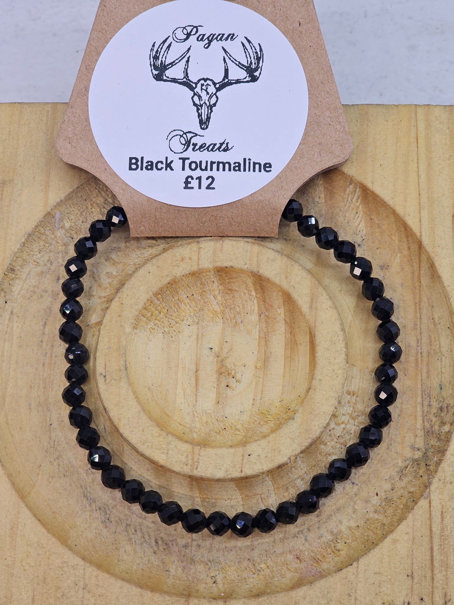 Black Tourmaline Facetted 4mm bead bracelet