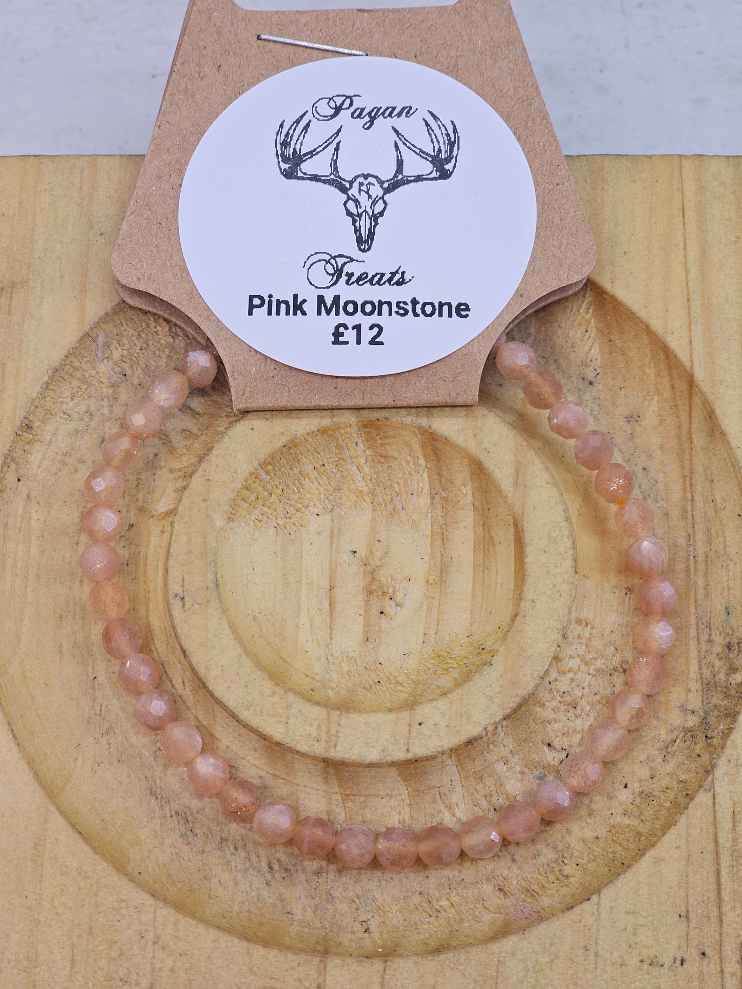 Pink Moonstone Facetted 4mm bead bracelet