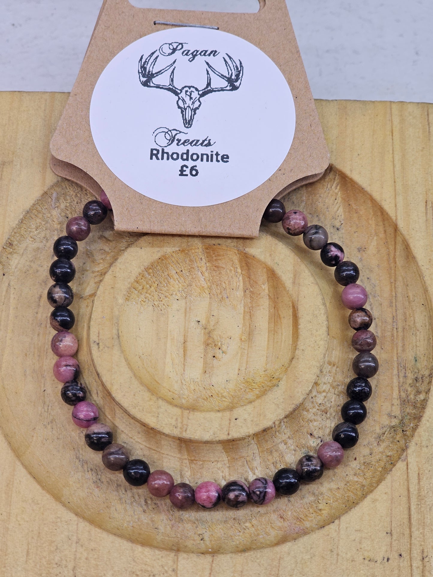 Rhodonite 4mm bead bracelet