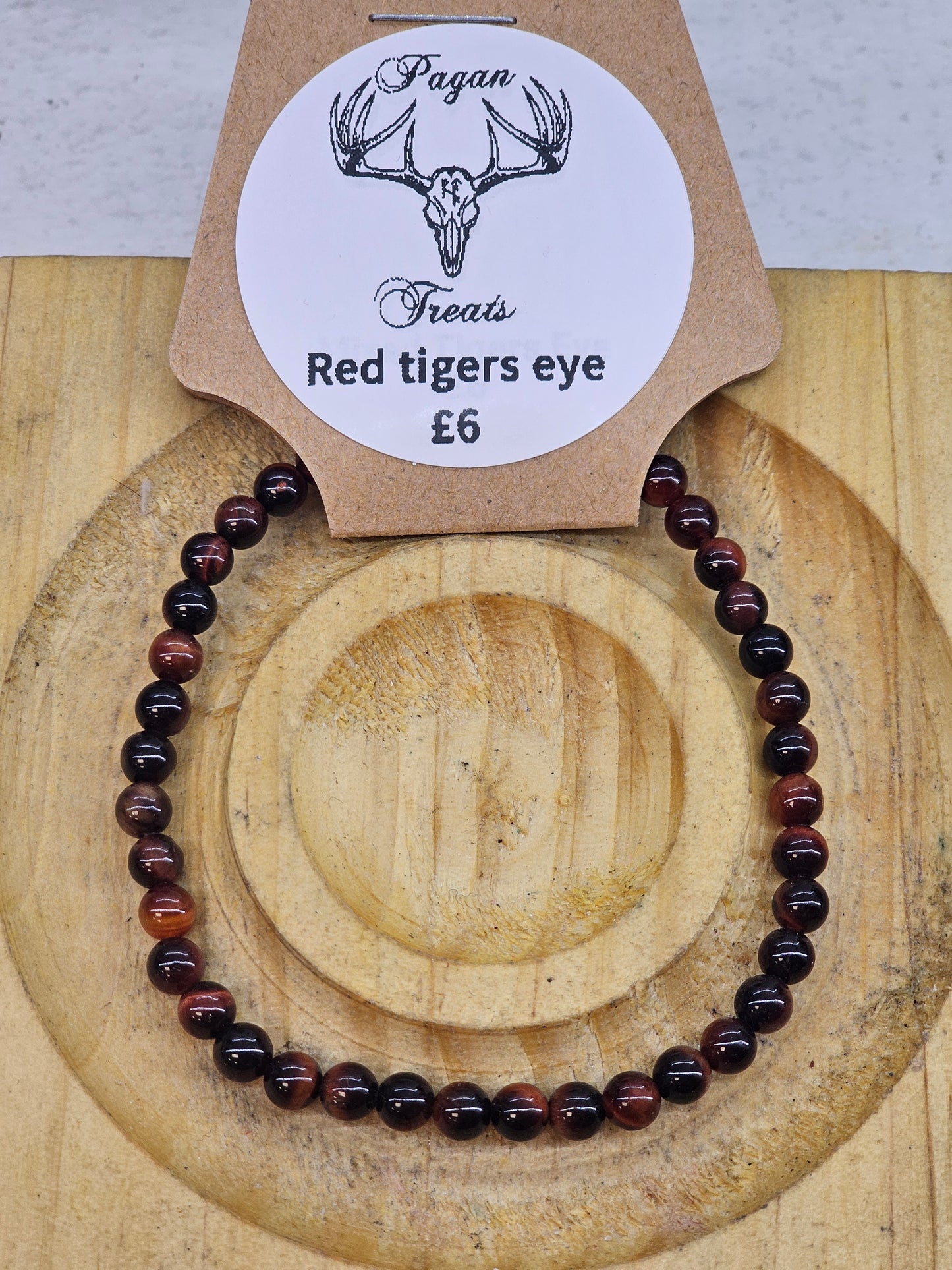 Red Tigers Eye 4mm bead bracelet