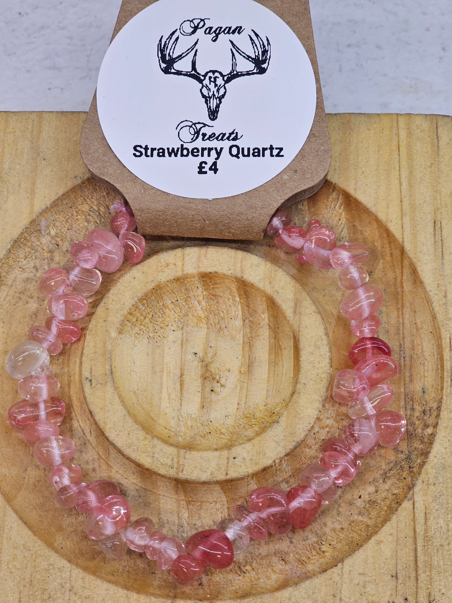 Strawberry Quartz chip bracelet