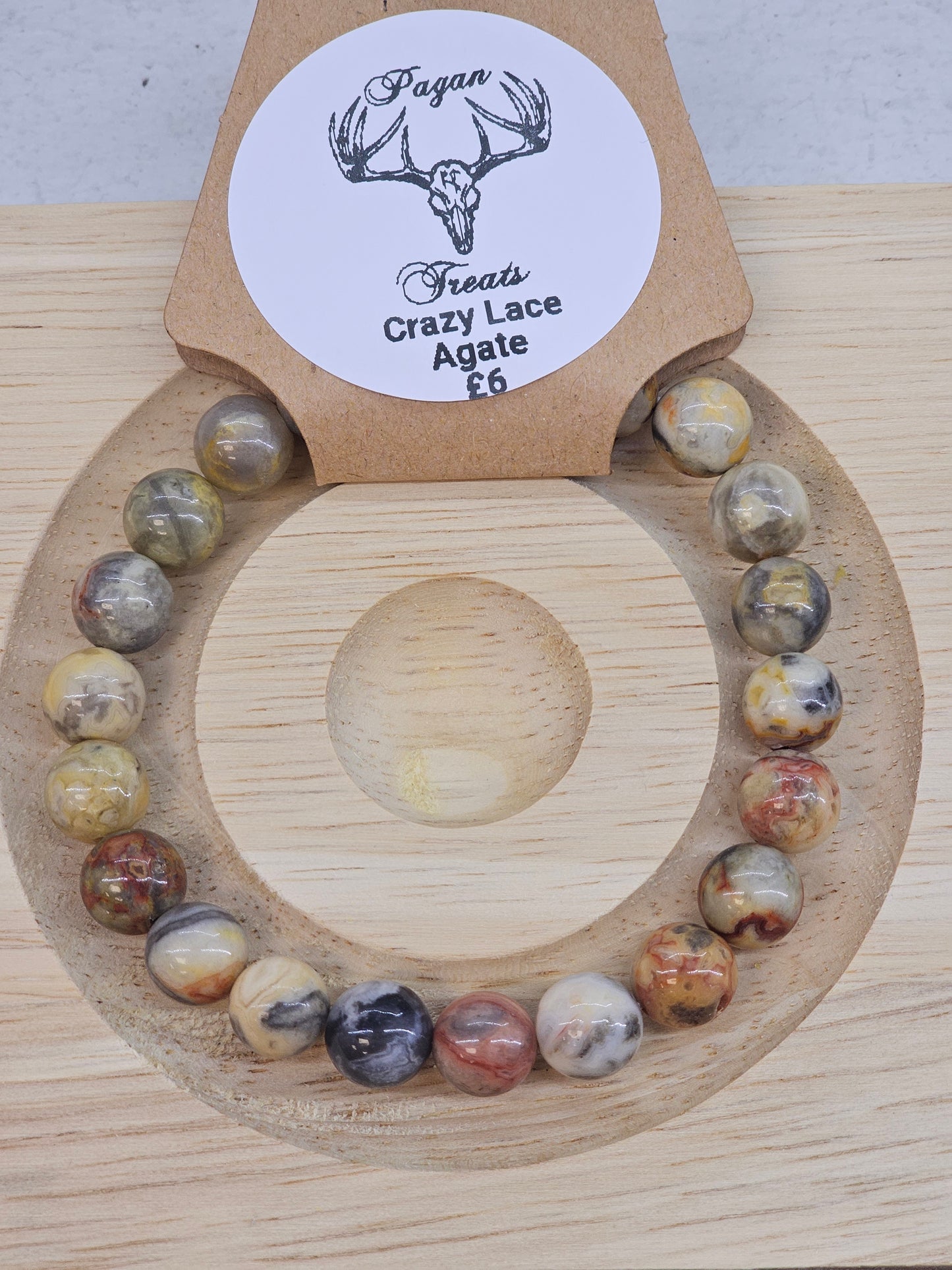 Crazy Lace Agate 8mm bead bracelet