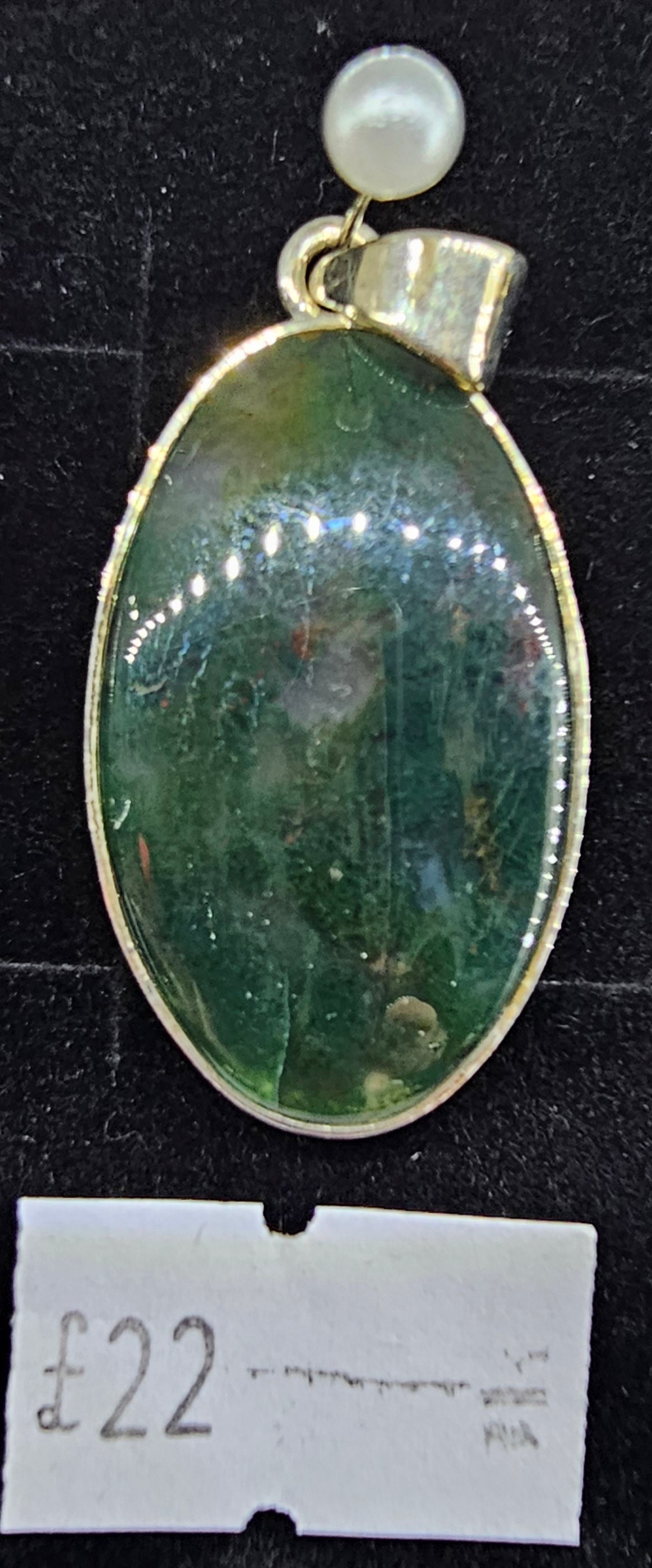 Moss Agate 925 silver pendant
