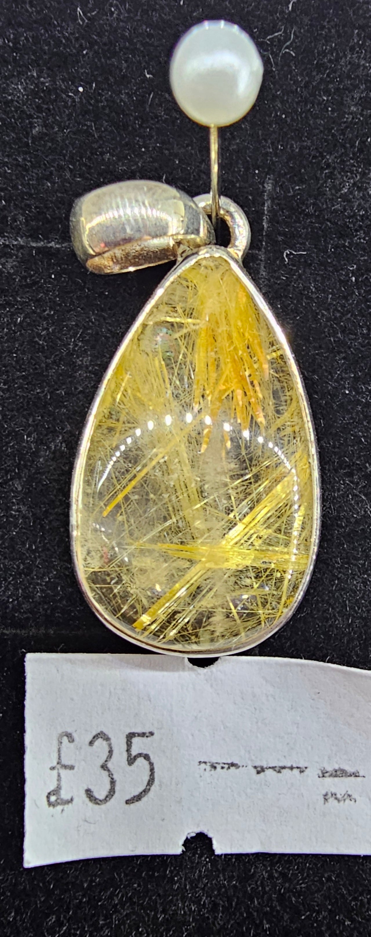 Golden Rutile 925 silver pendant
