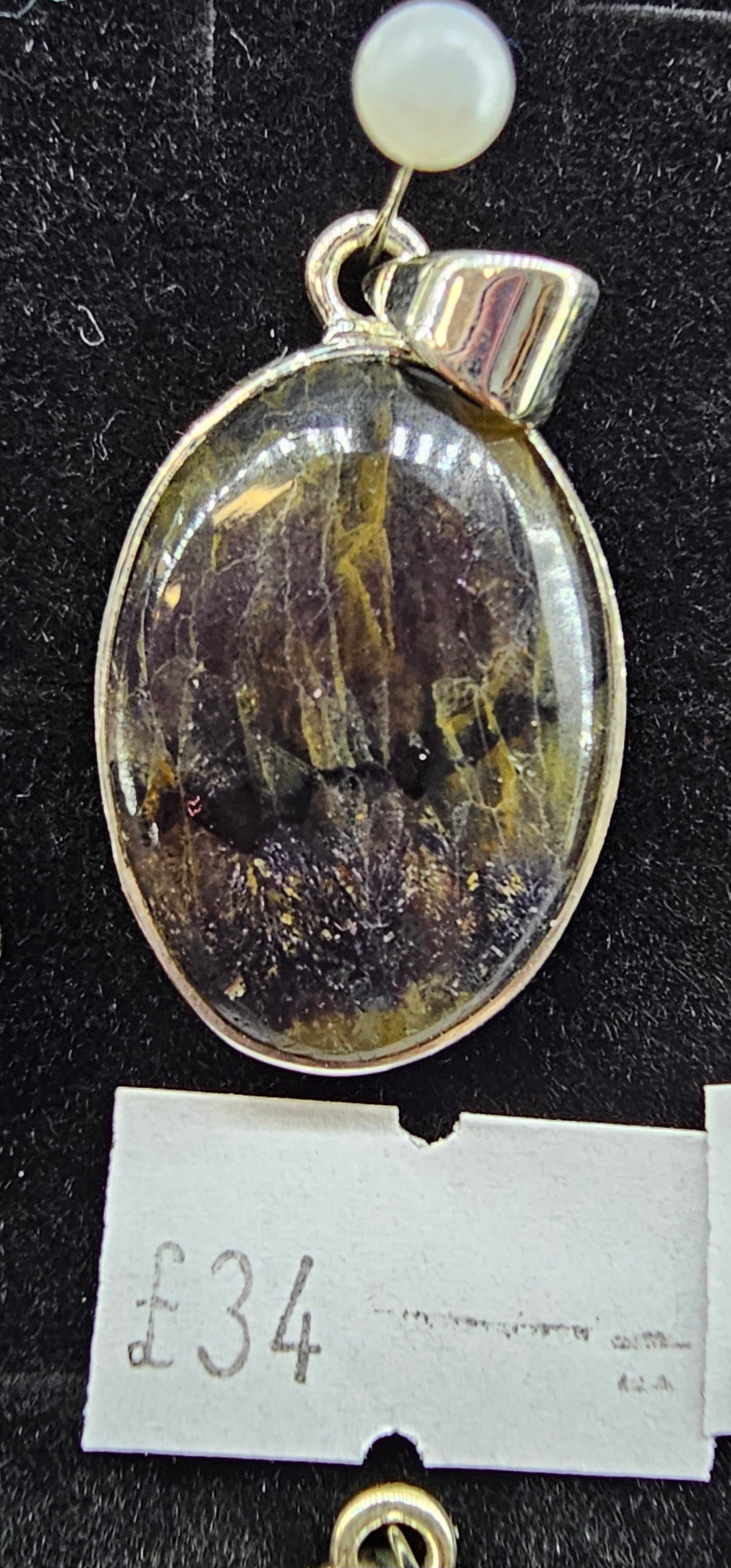 Blue John Flourite 925 silver pendant