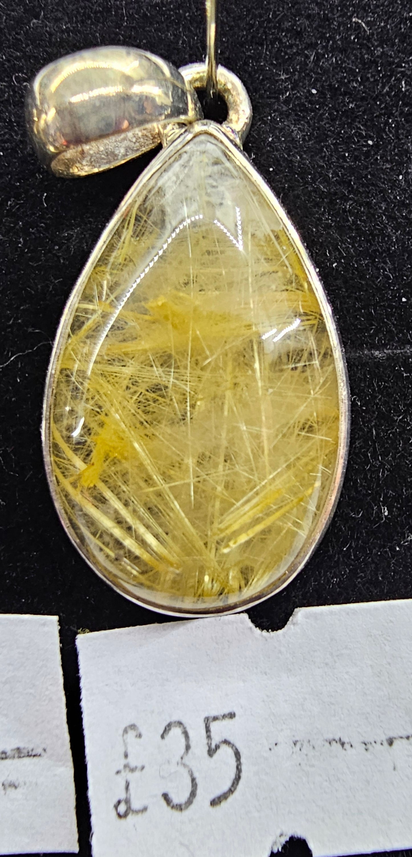 Golden Rutile 925 silver pendant