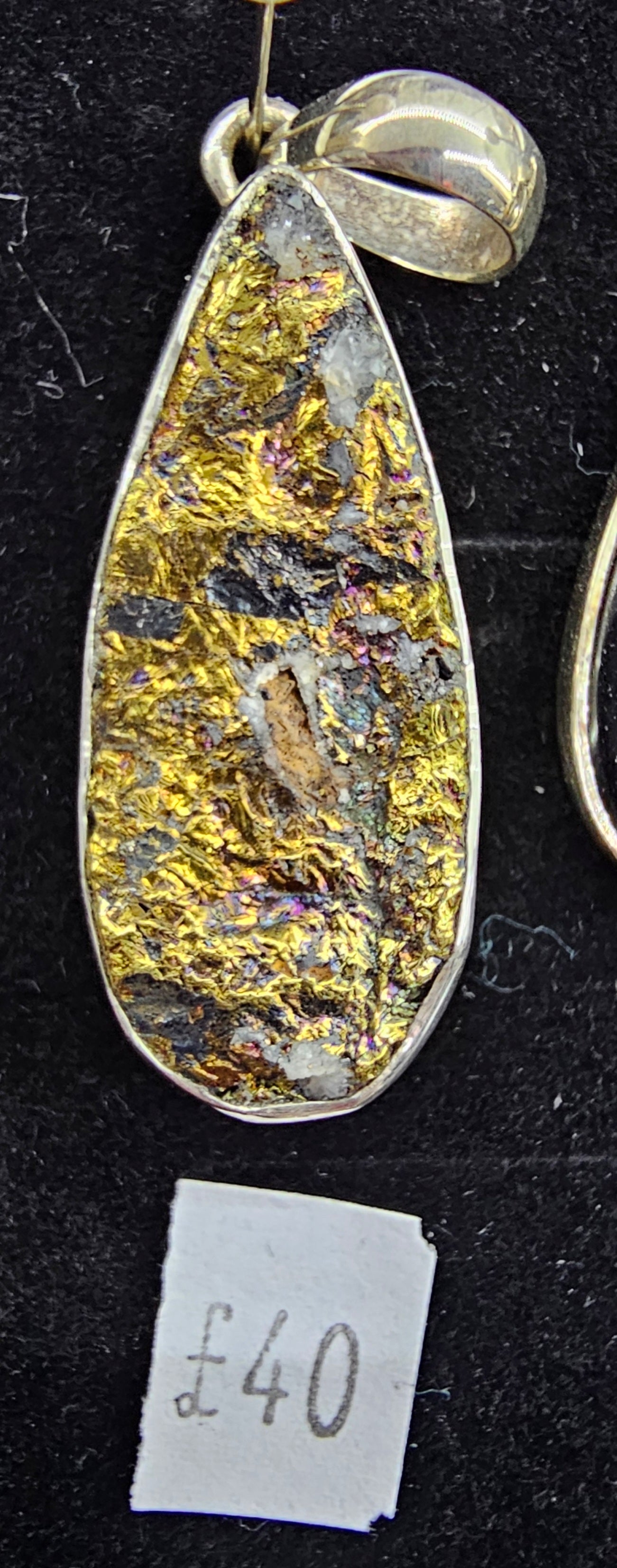 Peacock Ore Pyrite 925 silver pendant