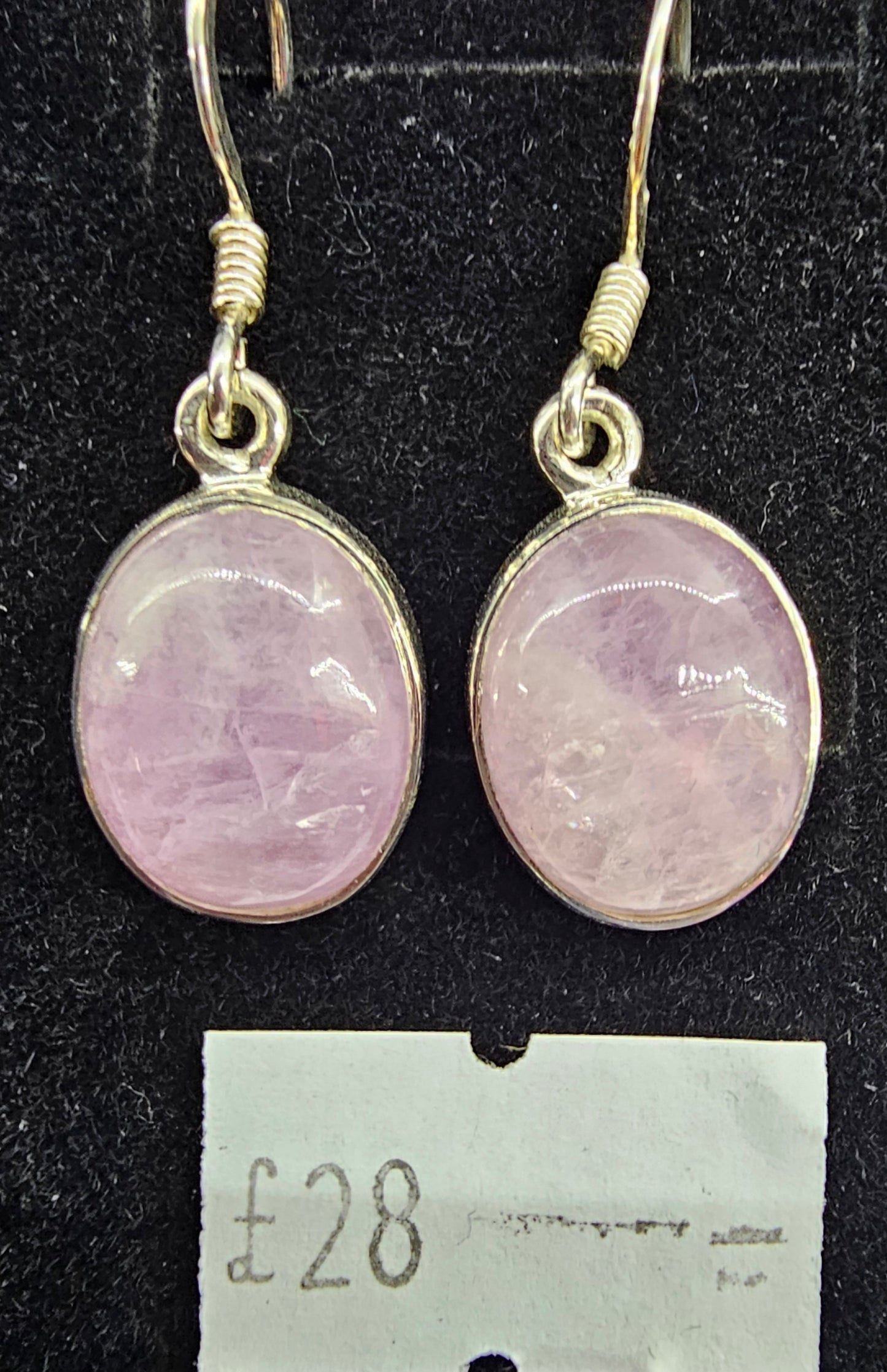 Rainbow Moonstone (Pink Backing) 925 silver hook earrings