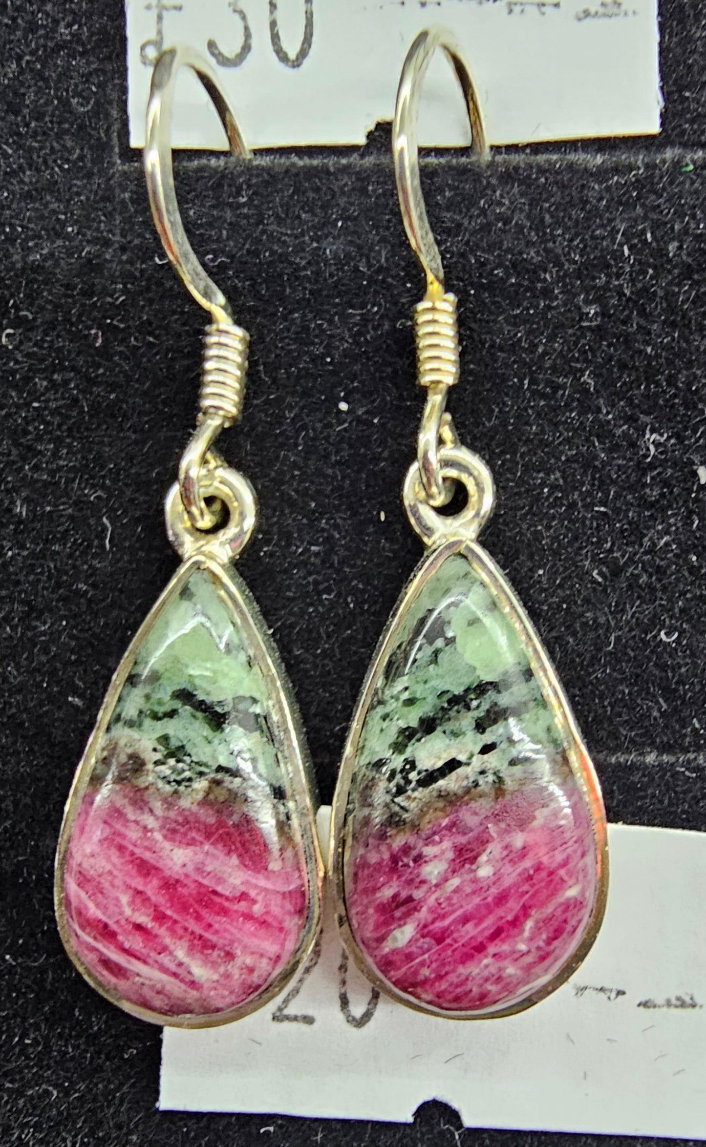 Ruby Zoisite 925 silver hook earrings