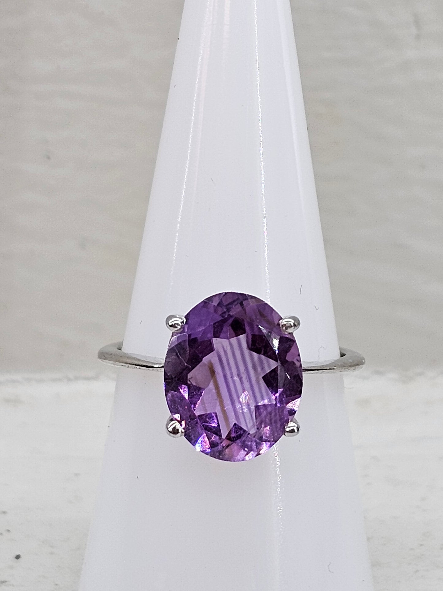 Amethyst 925 silver ring size N/O