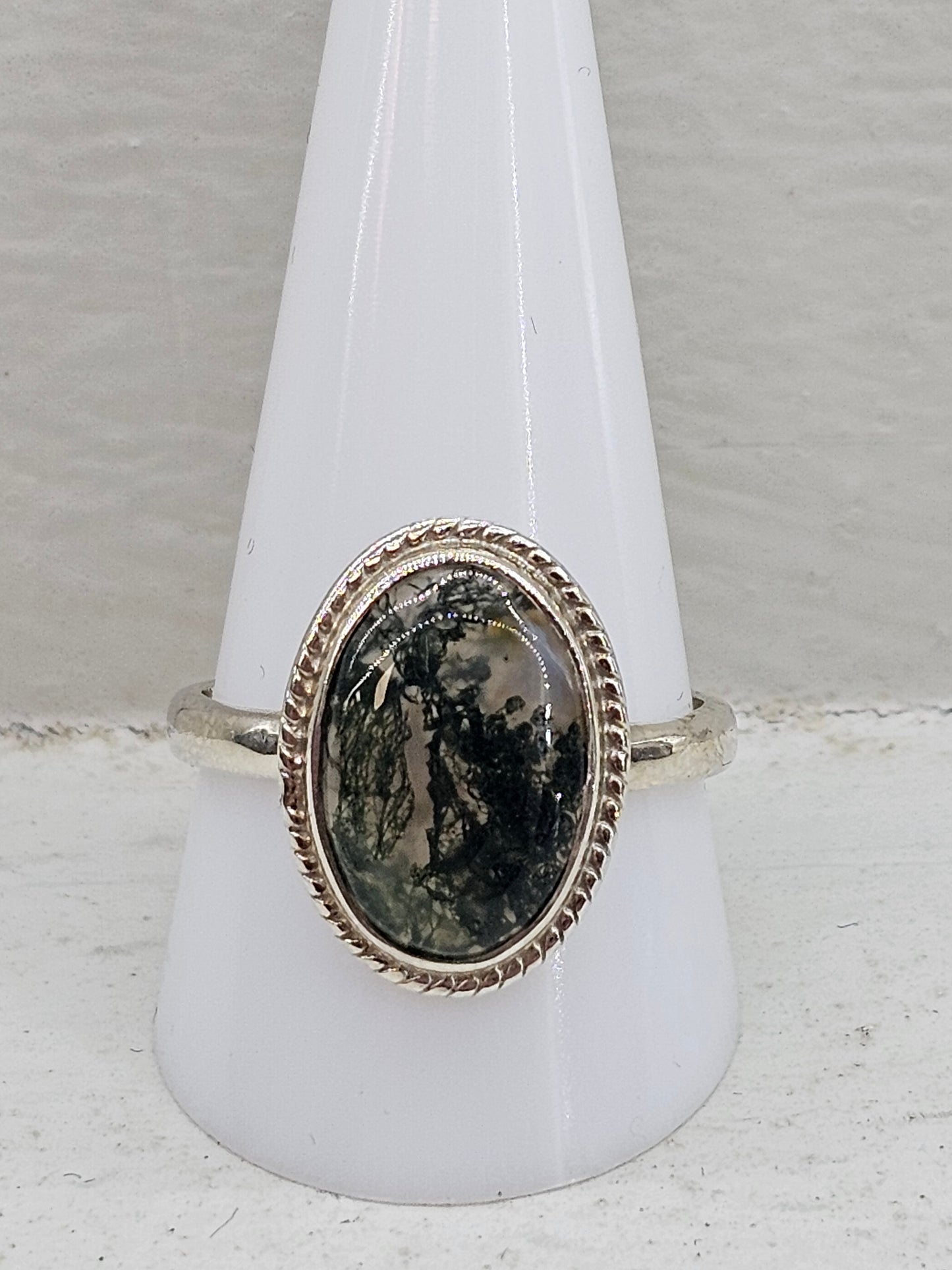 Moss Agate 925 silver ring size W
