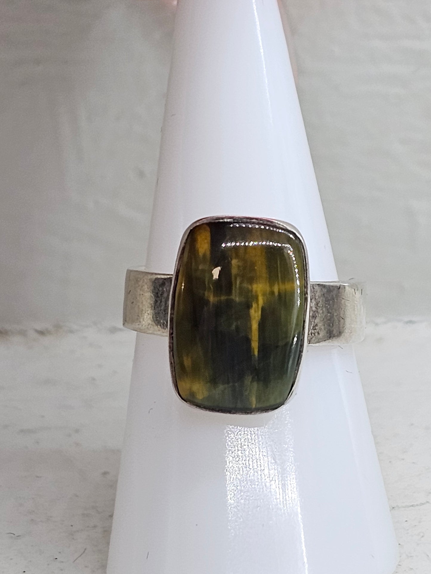 Tigers Eye 925 silver adjustable ring