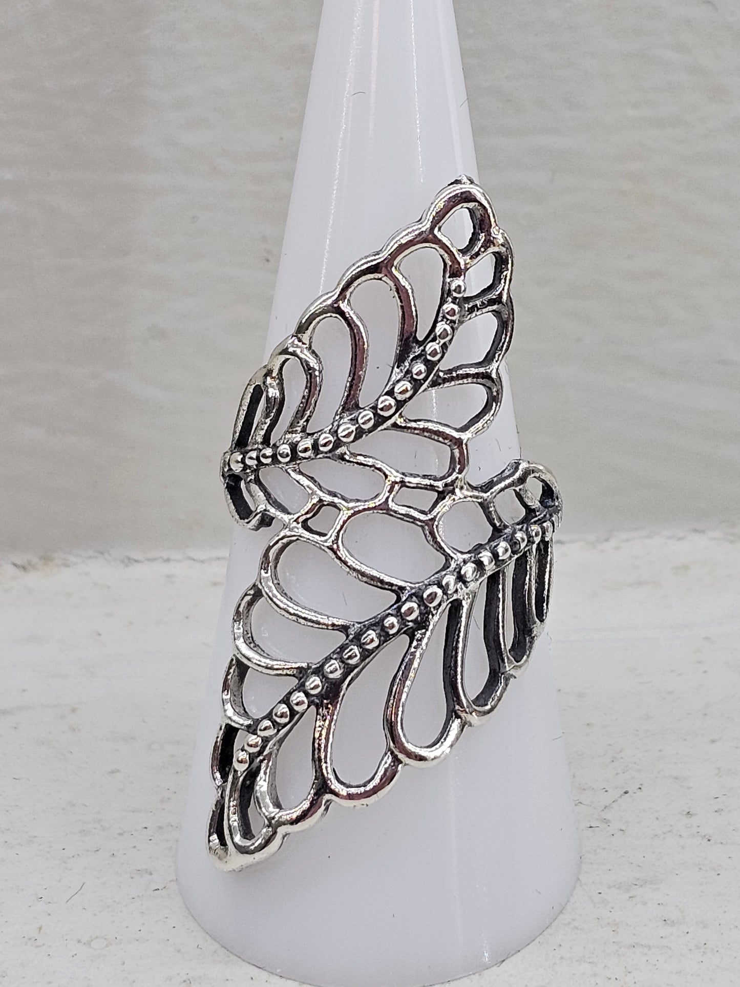 925 silver leaf ring size P/Q