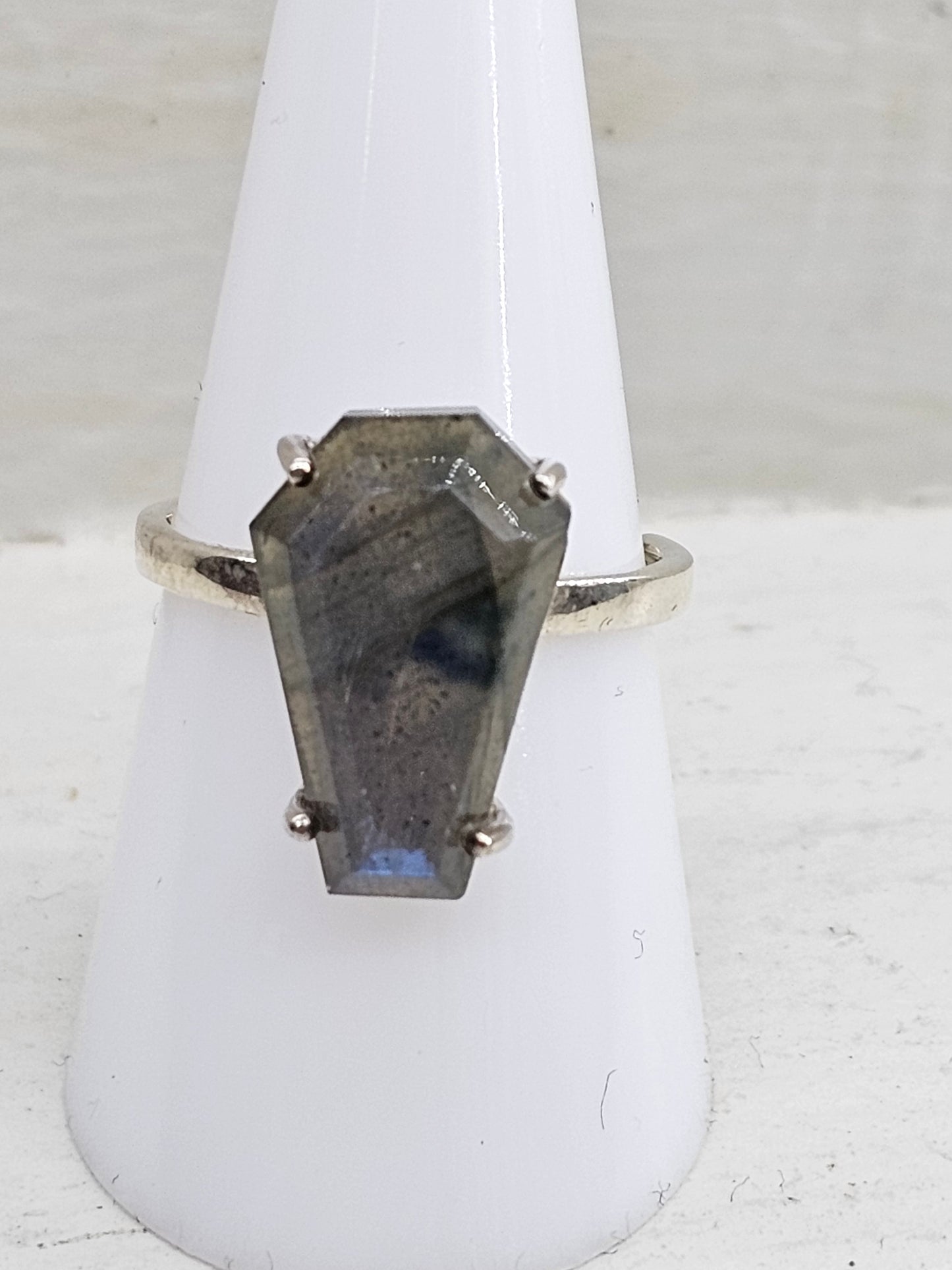 Labradorite 925 silver coffin ring