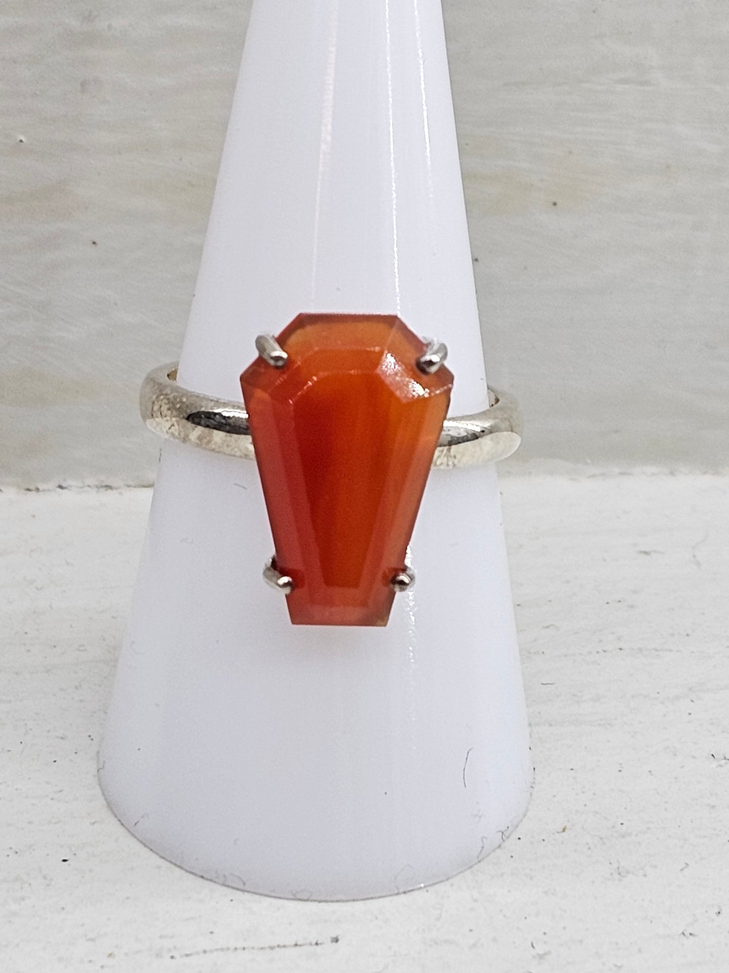 Carnelian 925 silver coffin ring