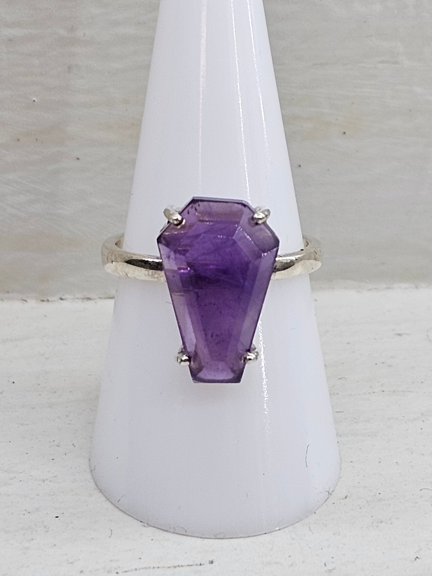 Amethyst 925 silver coffin ring