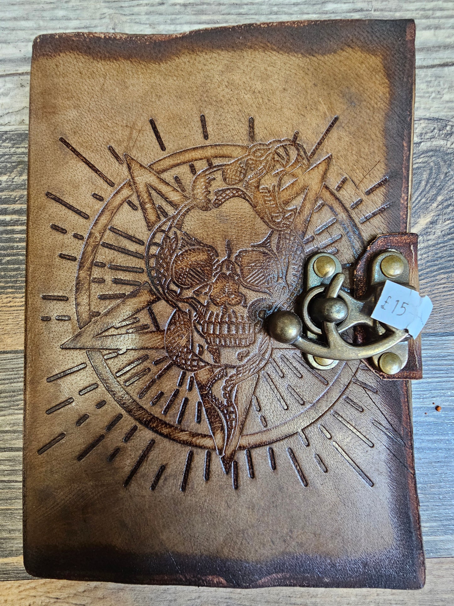 Leather Skull and pentagram Grimoire