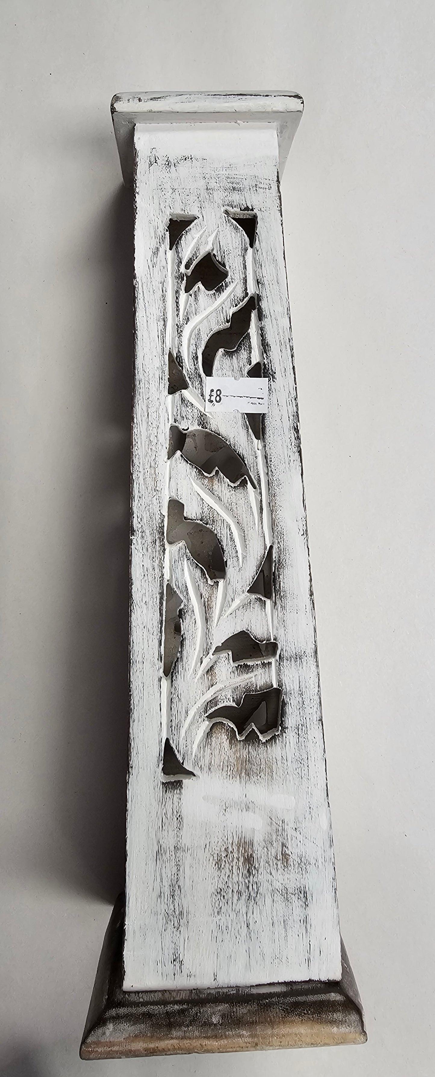 White Washed Wooden Tower Incense Stick/Cone Holder