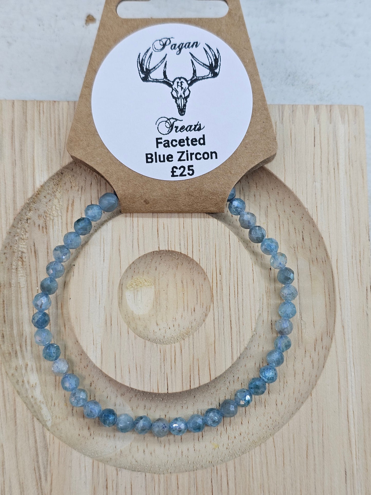 Facetted Blue Zircon 4mm bead bracelet