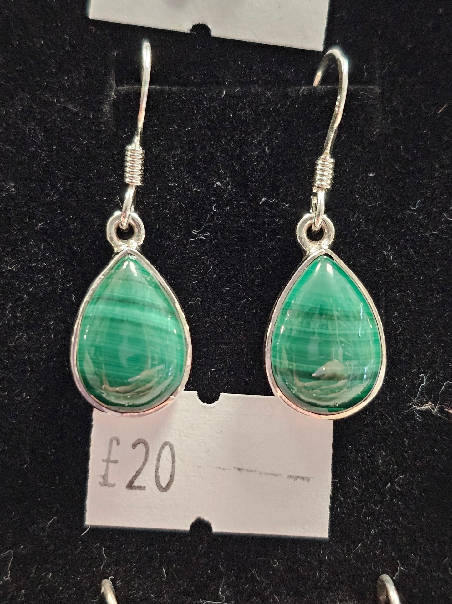 Malachite 925 silver hook earrings