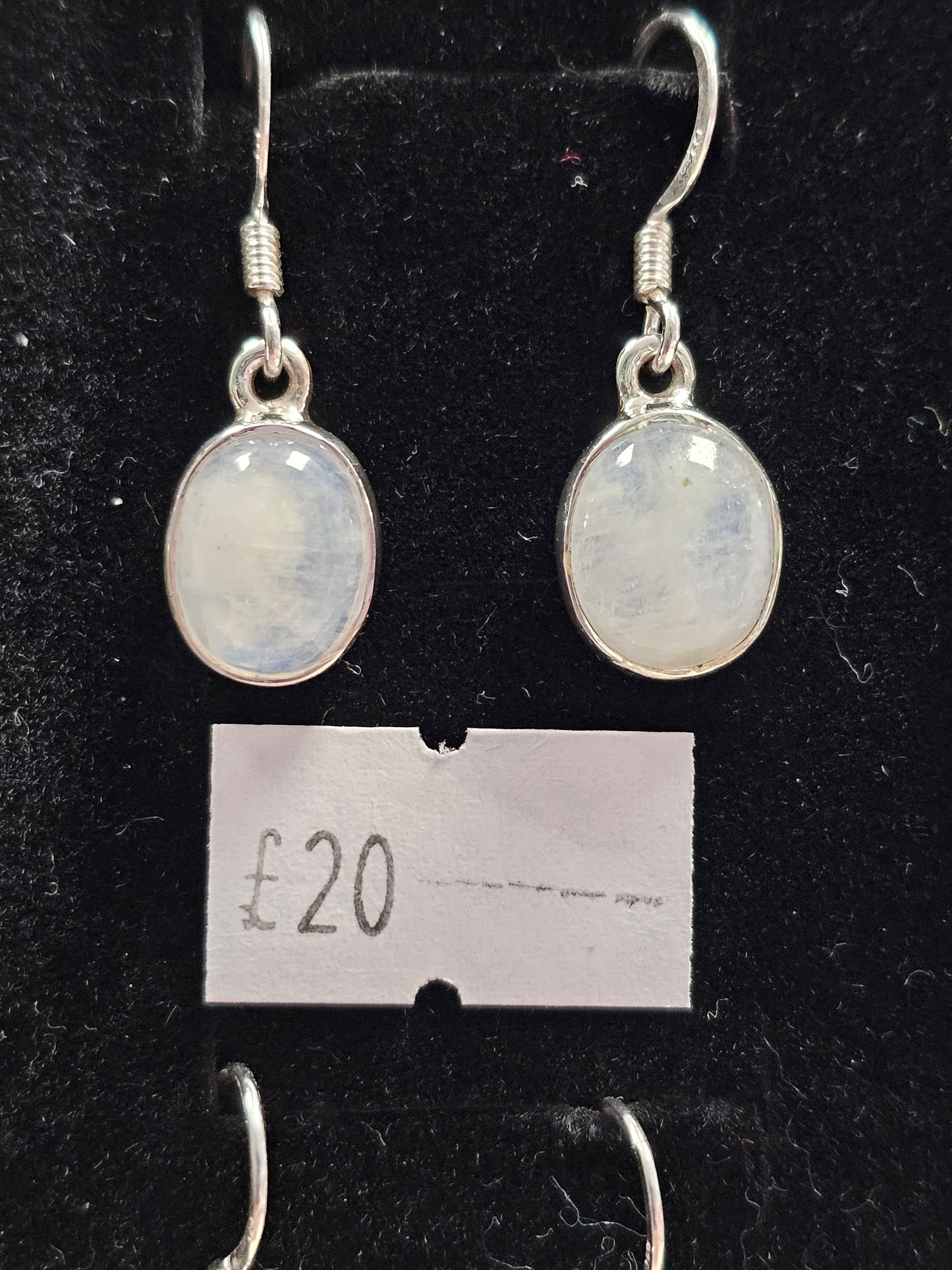 Rainbow Moonstone 925 silver hook earrings