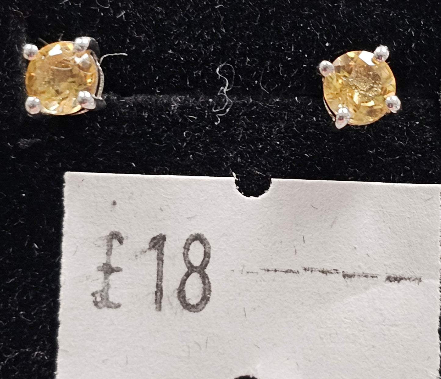 Citrine 925 silver Stud earrings (round)