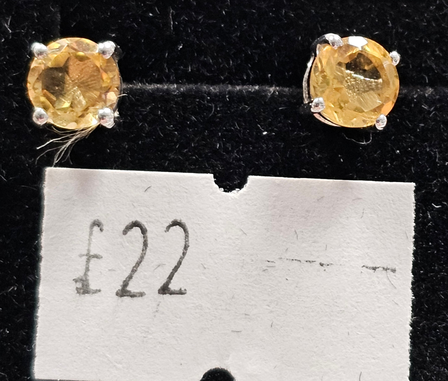 Citrine 925 silver Stud earrings (round)