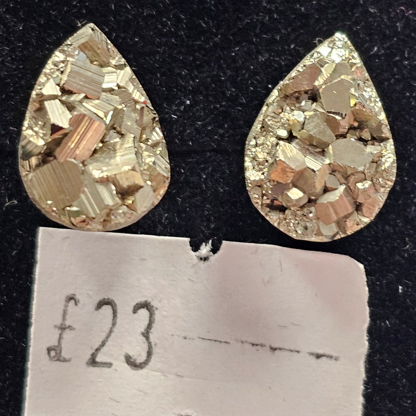 Raw Pyrite 925 silver Stud earrings (tear drop)