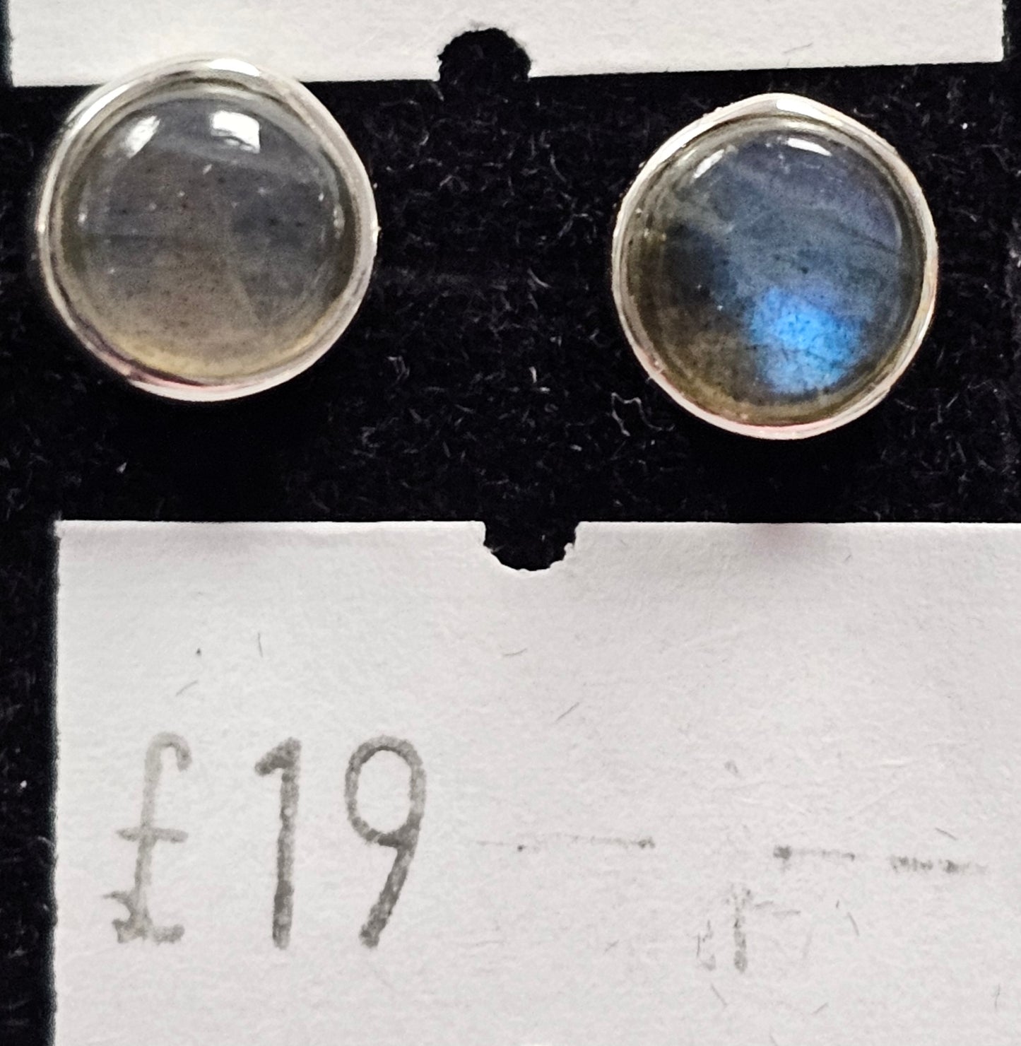 Labradorite 925 silver Stud earrings (round)