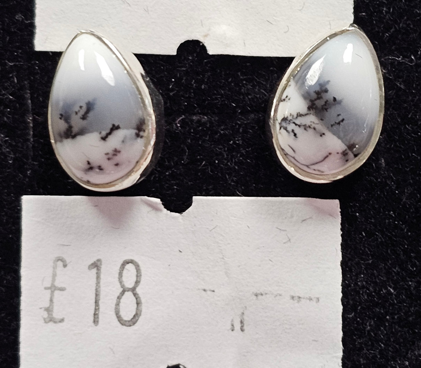 Merlinite 925 silver Stud earrings (tear drop)