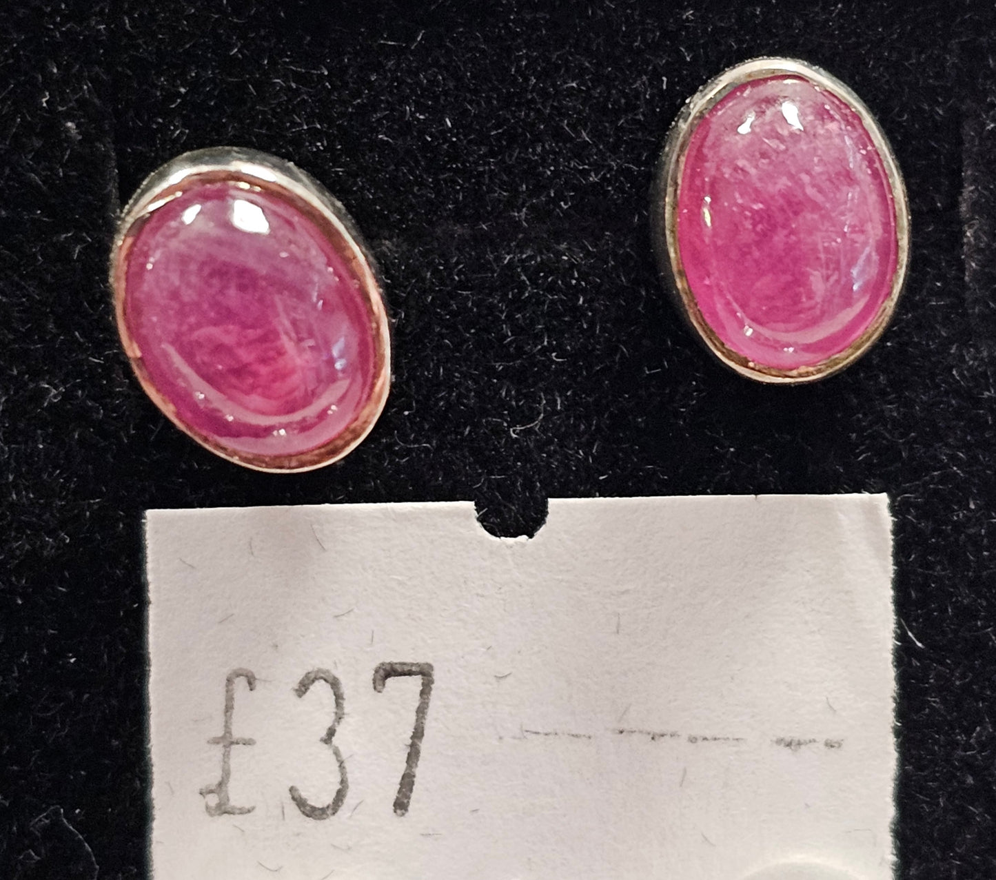 Ruby 925 silver Stud earrings (oval)