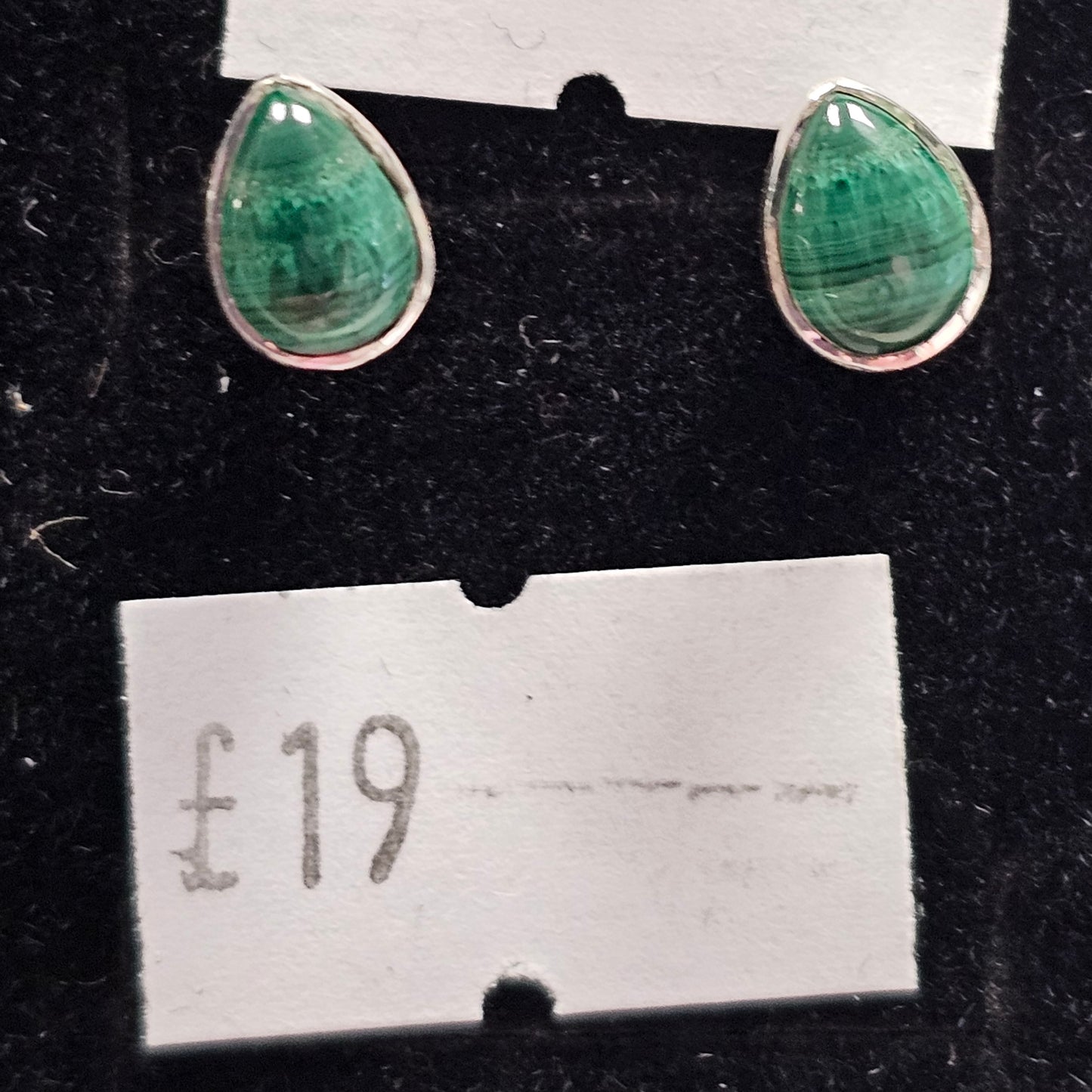 Malachite 925 silver Stud earrings (tear drop)