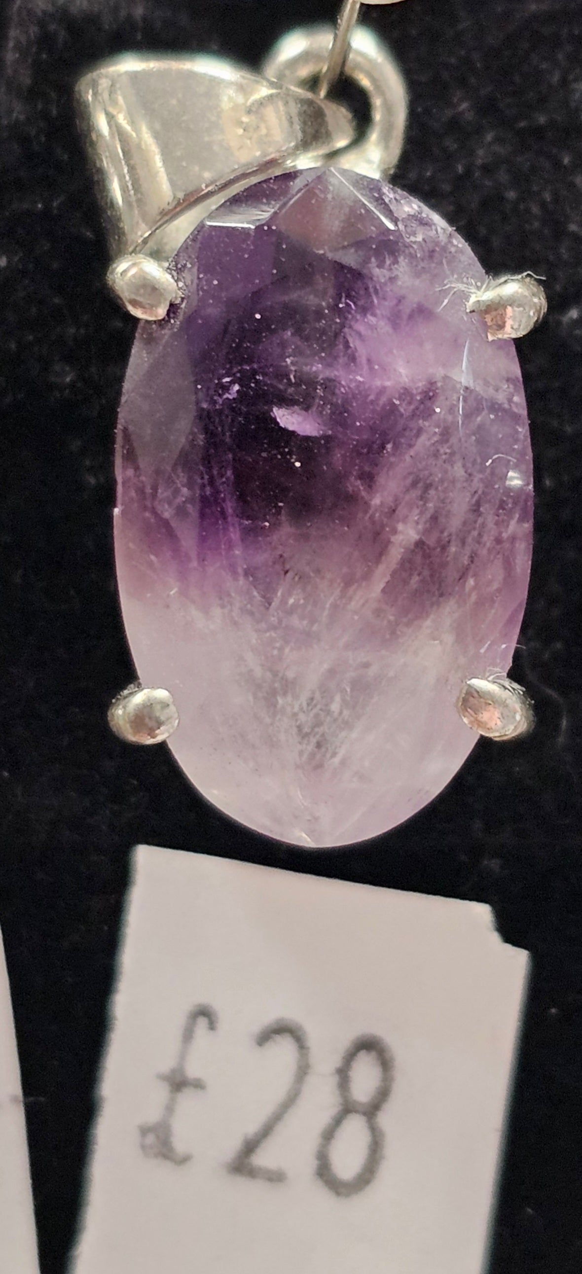 Chevron Amethyst 925 Silver Pendent